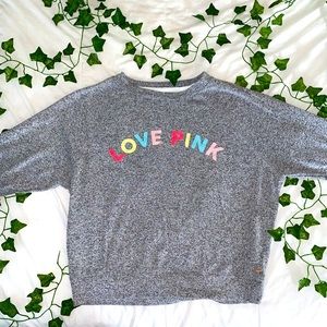PINK grey crew neck sweatshirt